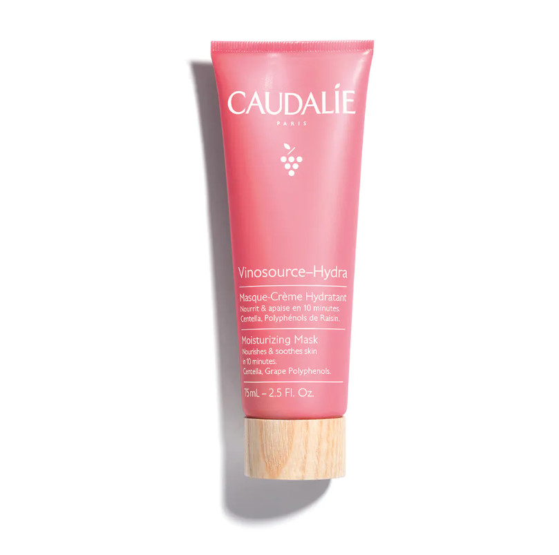 CAUDALIE Mascarilla-Crema Hidratante Vinosource-Hydra Tipo de piel : Todo tipo de pieles Necesita : Hidratación & Pieles sensibles Ingredientes clave : Agua de uva bio, Polifenoles, Centella asiática bio Textura : Mascarilla Use : dos veces a la semana ¿Qué es? La Mascarilla-Crema Hidratante ofrece un auténtico baño de hidratación a tu piel. Nutre intensamente y calma las pieles secas, incluso las más sensibles. Después de la aplicación, la piel está más suave, más flexible y protegida contra la deshidratación de manera duradera.