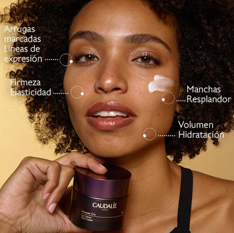 CAUDALIE La Crema Premier Cru  Tipo de piel : Todo tipo de pieles Necesita : Antiedad Global Ingredientes clave : Ácido hialurónico, Viniferina, TET8™ Patented Technology (Caudalie x Harvard Medical School) Textura : Crema Use : Por la manana y por la noche, despues del sérum ¿Qué es? Tratamiento antiedad excepcional, La Crème Premier Cru se refuerza con la tecnología patentada TET8™ para corregir los 8 marcadores de la edad: arrugas marcadas, líneas de expresión, firmeza, volumen, elasticidad, manchas, hidratación, luminosidad. Disponible en formato con recarga.
