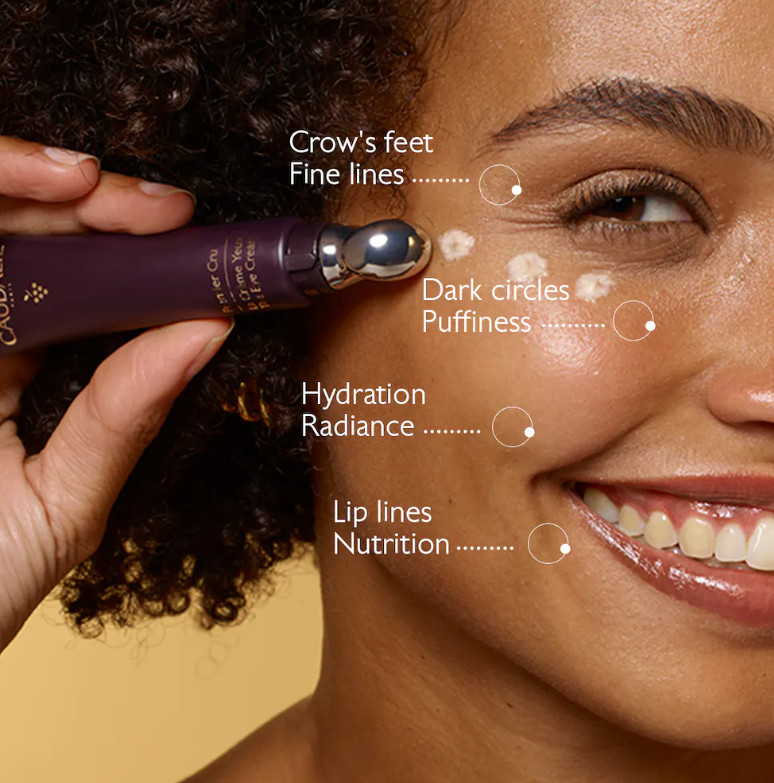 CAULADIE El Contorno de Ojos Premier Cru  Tipo de piel : Todo tipo de pieles Necesita : Antiedad Global Ingredientes clave : Viniferina, Mezcla de nácares, TET8™ Patented Technology (Caudalie x Harvard Medical School) Textura : Crema Use : Mañana y tarde, todos los días ¿Qué es? Reforzado con la tecnología TET8™, El Contorno de Ojos Premier Cru ilumina la mirada y corrige los 8 marcadores de la edad: Patas de gallo, bolsas, arrugas de los labios, líneas de expresión, ojeras, nutrición, hidratación, luminosidad. Su cánula masajeadora descongestiona, alisa y reduce las bolsas para rejuvenecer visiblemente la mirada.