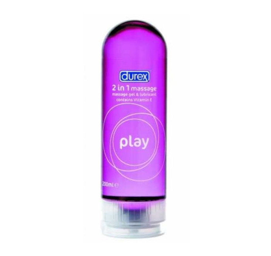 ?Los nuevos lubricantes Durex Play Massage 2 en 1 son ideales para utilizar como gel de masaje corporal y como lubricante íntimo. Permiten suavizar la sequedad vaginal y las molestias íntimas.Ahora puedes disfrutar de un agradable y suave masaje. Resulta tan sensual que sirve para masajear cualquier parte del cuerpo y también puede usarse como lubricante íntimo. Contiene vitamina E para una piel saludable.